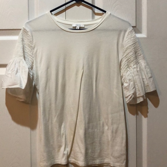 maette Tops - White short sleeve top with ruffle short sleeves